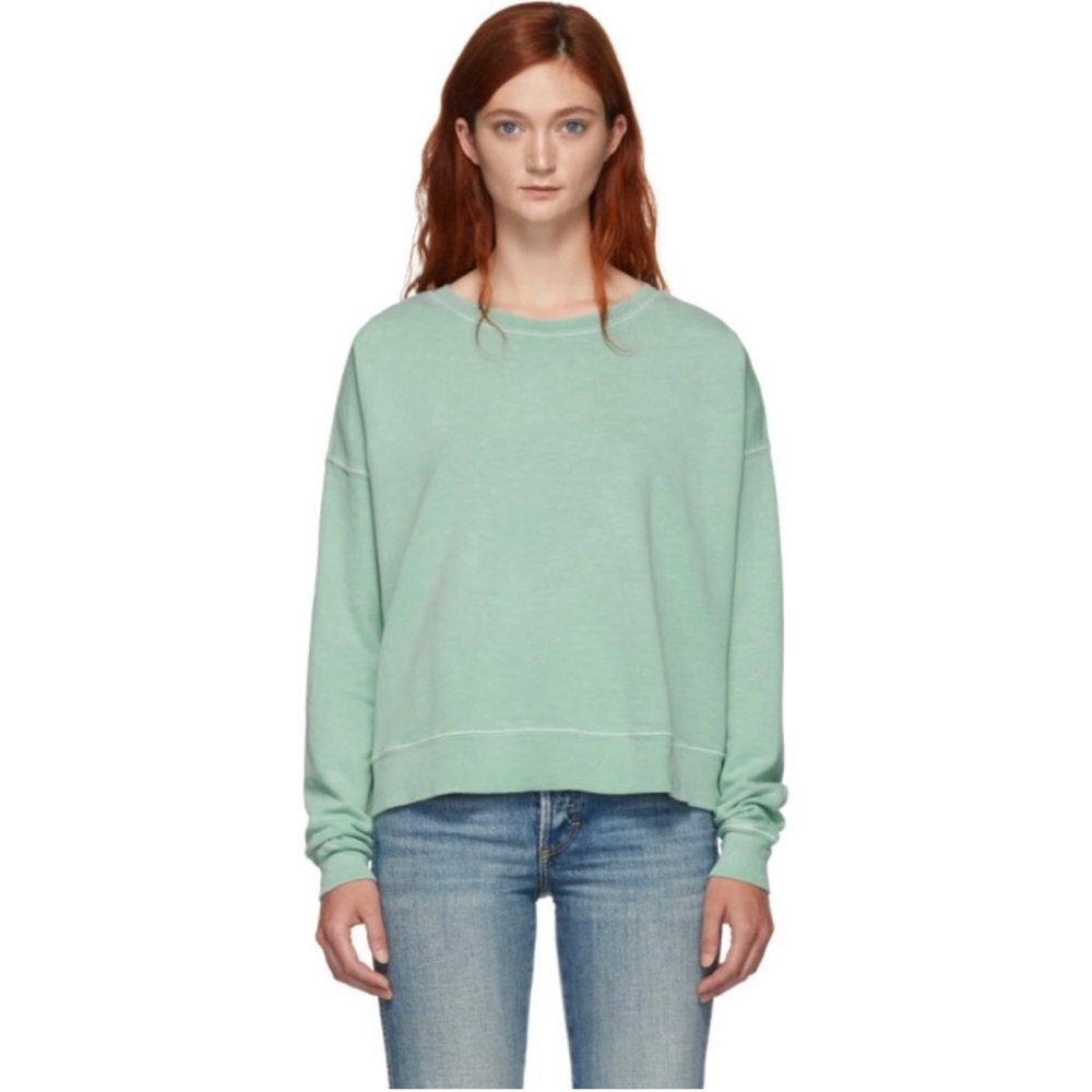 AMO Green Classic Sweater Sweatshirt Women's Agave Green Top Size XS
